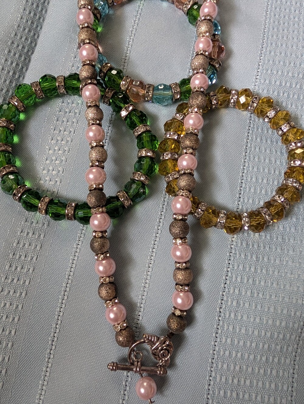 Multi-Color Crystal Stretch Bracelets & Necklace